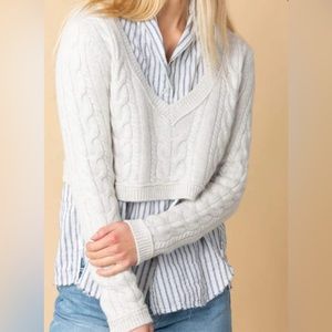 Brazeau Tricot Cable V Crop Sweater